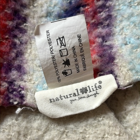 Natural Life Boho Throw Blanket Multicolor Striped Fringe Cozy Soft 64x49 - Picture 3 of 5